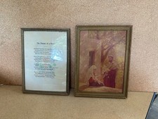 Vintage Catholic Parents of a Priest Poem Holy Family St Joseph Mary Framed Pair picture