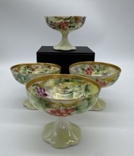 American Belleek Lenox *4 Hand Painted Gold Gilt Ice Cream Sherbet Desserts picture
