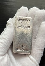 Vintage Academy Silver 10oz Poured 999+ Fine Loaf Bar  picture