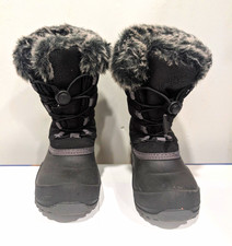 Kamik Unisex Kids Snow Boots Black/Gray Faux Fur Drawstring Nylon Size 11 picture
