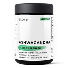 Ashwagandha Organic Herbal Supplement w/ Black Pepper - 1500mg - 120 Capsules picture