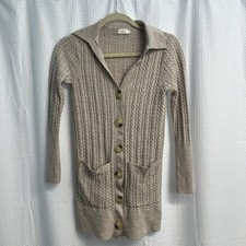 Spartina 449 Merino Wool Tony Long Cardigan Oatmeal Classic Coastal Chic Medium  picture
