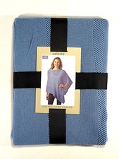 Poncho Wrap Celeste Shawl Blue Cotton Blend Women's One Size New picture