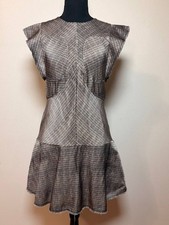 H&M Studio Premium Collection Plaid Drop Waist Dress Ruffle Cap Sleeve Preppy picture
