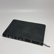 Holman NASB Bible UltraThin Reference Genuine Leather Red Letter Ribbon Gray picture
