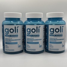 {K11} LOT OF 3 Goli Zero Sugar Ashwagandha Gummies – 180 CT.- 12/27 picture