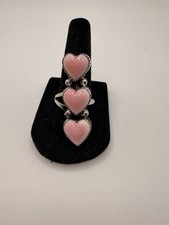 Antoinette Martinez Pink Conch Heart Sterling Silver Adjustable Ring picture