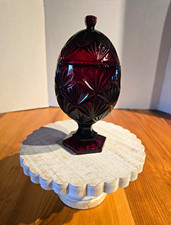 Antique Cristal D'Arques-Durand France Fanburst Pattern Egg-Shaped Candy Dish picture