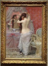 Handmade Old Master-Art Antique Oil Painting Women girl on canvas 24