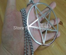 20''-36'' Men's Stainless steel Large Pentagram satanic worship Necklace Pendant picture