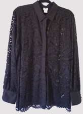 Chicos Womens Black Lace Jacket/Blouse Size 3 (16-18) with tags picture
