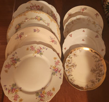 Vtg Mismatched China 4 Dinner & 4 Salad Plates~Floral Wedding, Plate Wall 50s BB picture