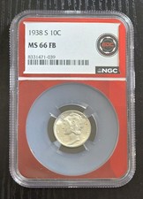 1938-S Mercury Dime 10c NGC MS66 FB - Full Bands EDC Red Core picture
