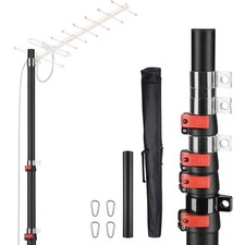 Yescom EZ GO 14FT Telescoping Antenna Mast w/ Carry Bag, TV Ham Pole Kit Black picture