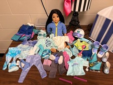 American Girl Corinne and Gwynn Tan Doll and Clothing Lot picture