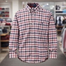 VTG Tommy Hilfiger Kids Red Blue Plaid Button Up Shirt Boys M ( 10 / 12 ) picture