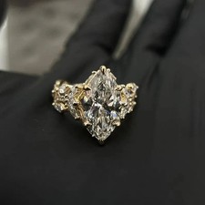 IGI 4.25 Ct Marquise F/VS1 Lab Grown Diamond Women Wedding Promise Ring 14K Gold picture