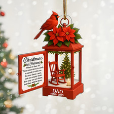 Personalized Lantern Memorial Chistmas Ornament, Christmas In Heaven, Sympathy picture