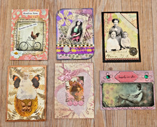 ACEO Art Cards Lot of 6 Mixed Media Collage Different Artists Art Collection picture