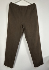 Arlene Wohl Handwoven Designs Womens Pull-On Pants Lagenlook Elastic Waist Brown picture