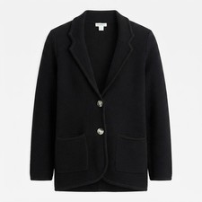 NEW Sundance Black Textured Knit Blazer Jacket Petite PXS Cotton Wool Blend - CJ picture
