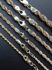 Men's Women's Real 10k Yellow Gold Hollow Rope Chain Necklace 1.5mm-4.5mm 16-30