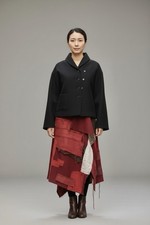 AKIRA ISOGAWA Black Boiled Wool Jacket Cardi Sz 3 Asymmetric Button Long Sleeve picture