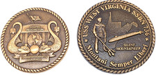Set of 2 Bronze Naval Challenge Coins USS West Virginia SSBN 736 & Submarine.... picture
