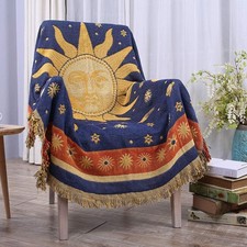 Erke Moon and Sun Throw Blanket Celestial Chair Recliner Cover Bed Spread Hippie picture