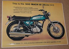 1971 KAWASAKI H1 MACH III 500 VINTAGE MOTORCYCLE POSTER PRINT 26x36 9MIL PAPER picture