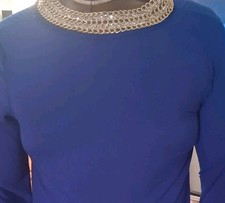 Moa Moa.-Royal Blue Dress Shirt NWT Med Golden Embellishments  @ The Neck  picture