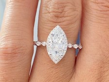 3.20 Ct Marquise Cut Lab Grown Diamond Engagement  Ring in Solid 950 Platinum picture
