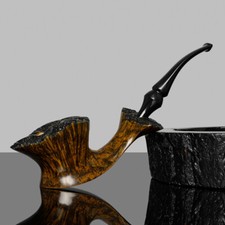MUXIANG Fleur Pipe Briar Wooden Tobacco Pipe Smooth Freehand Pipe Ebonite Stem picture