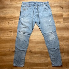 Diesel Krooley-NE JoggJeans Mens 32 Light Blue Distressed Sweatpants Denim 0670M picture