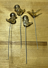 Set of 4 Vintage Irridescent Kitschy Lucite Bird Decorative Arrangement Sticks picture