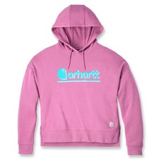CARHARTT Women's Tencel Fiber Loose Fit Graphic Hooded Sweatshirt Pink X-Small picture