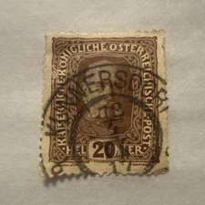 RARE 1916 20 Heller Brown Stamp Astro-Hungarian Empire Emperor Hanz Joseph 1 picture