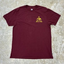 HUF Worldwide Shirt Mens Large Maroon Dirtbag Crew Skater Streetwear Y2K picture