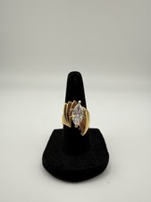 Vintage 18K GE Gold Electroplate Marquise CZ Statement Cocktail Ring Size 6 picture