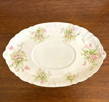 Antique Theodore Haviland Limoges France 9.5” Oval Celery Relish Tray Pink Flora picture