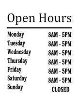 Custom Business Store Hours Sign Decal Sticker 12x18 and 12x8EXTERIOR Window Doo picture