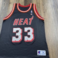 Vintage Alonzo Mourning Jersey Mens 44 Black Champion Miami Heat NBA Basketball picture