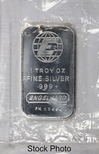 Vintage Engelhard Frosted E Globe Commercial 1 oz .999 Fine Silver Bar Sealed picture