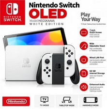 Nintendo Switch OLED HEGSKAAAA White Joy-Con 64GB New Damaged Box picture