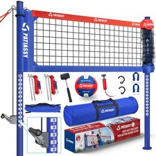 Portable Professional Volleyball Net Set Adjustable Aluminum Poles w/ Carry Bag picture