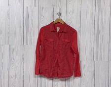 Chicos shirt womens size 1 button up long sleeve solid red blouse picture