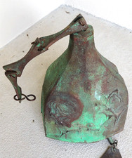 Large Cast Bronze Wind Bell Chime Brutalist with hanger hook and chain picture