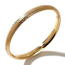 Technibond Diamond Cut Comfort Fit Bangle Bracelet 14K Yellow Gold Clad Silver picture