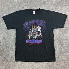 Vintage Excalibur Casino Shirt Mens XL Black Hotel Las Vegas Nevada Fireworks picture