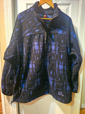 Nike ACG Men's Black/Blue Abstract Full Zip Fleece Jacket L Stand-Up Collar picture